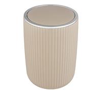 WENKO Papelera Agropoli L beige de 5,5 litros, con tapa abatible para el cuarto de baño, cubo de basura de plástico de calidad con diseño vívido y superficie texturizada, Ø 19 x 27 cm