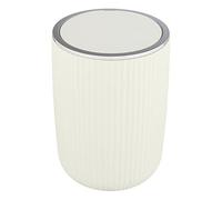 WENKO Papelera Agropoli L blanco crema de 5,5 litros, con tapa abatible para el cuarto de baño, cubo de basura de plástico de calidad con diseño vívido y superficie texturizada, Ø 19 x 27 cm