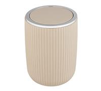 WENKO Papelera Agropoli S beige de 2 litros, con tapa abatible para el cuarto de baño, cubo de basura de plástico de calidad con diseño vívido y superficie texturizada, Ø 14,5 x 20 cm