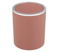 WENKO Papelera para cosméticos Inca, 2 litros de capacidad, cubo para el cuarto de baño de invitados, con tapa abatible, papelera pequeña de plástico, sin BPA, Ø 14 x 16,8 cm, rosa envejecido