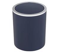 WENKO Papelera para cosméticos Inca, 2 litros de capacidad, cubo para el cuarto de baño de invitados, con tapa abatible, papelera pequeña de plástico, sin BPA, Ø 14 x 16,8 cm, azul oscuro