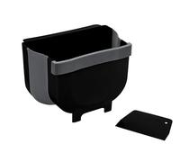 WENKO Papelera para puerta Fago, cubo pequeño de 5 L colgante Black Outdoor Kitchen, rascador incluido, fijación a puertas o cajones sin taladrar, plegable, 25,5 x 18 cm x 18 cm, negro