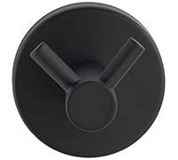 WENKO Percha mural Duo Bosio Black mate acero inoxidable - Gancho para toallas, gancho perchero, Acero inoxidable, 5.5 x 5.5 x 5.5 cm