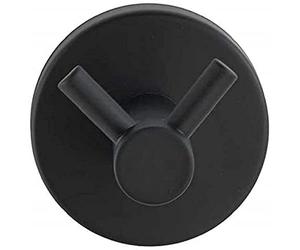 WENKO Percha mural Duo Bosio Black mate acero inoxidable - Gancho para toallas, gancho perchero, Acero inoxidable, 5.5 x 5.5 x 5.5 cm