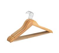 Wenko Percha Pantalones Eco 5 Unidades - Juego de 5 Unidades de Gancho con Barra para Pantalones y Muescas para Faldas, Madera, 45 x 23.5 x 1.2 cm, Marrón