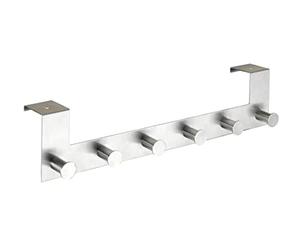 Wenko Percha para La Puerta con 6 Ganchos, Acero Inoxidable, Plata Mate, 7.5x39x11 cm