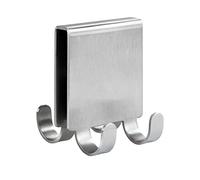WENKO Percha para mampara doble Vieste Duo acero inoxidable mate - Gancho para pared de ducha con 4 posibilidades para colgar, Acero inoxidable, 5.5 x 6 x 7 cm, Mate