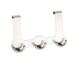 WENKO Percha sobrepuerta Rondo - 3 ganchos, Acero inoxidable, 22.5 x 14 x 4.5 cm, Mate