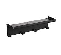 Wenko Perchero magnético Mod. Ima de metal con estante y 4 ganchos para cubiertos de barbacoa y paño de cocina sin taladrar Dimensiones 30 x 6,5 x 9 cm Negro
