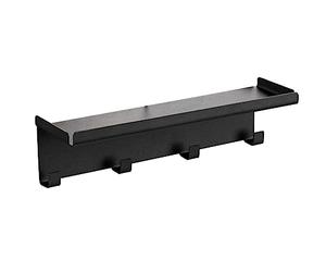 Wenko Perchero magnético Mod. Ima de metal con estante y 4 ganchos para cubiertos de barbacoa y paño de cocina sin taladrar Dimensiones 30 x 6,5 x 9 cm Negro