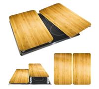 WENKO Placas protectoras para cocina Mod Efecto madera, ajustable en altura para todo tipo de cocinas, tabla de cortar y protector contra salpicaduras, vidrio, 30 x 52 cm, juego de 2