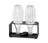 Wenko Portabotellas Mod Wave, para 2 botellas diseño compacto para secar bandeja extraíble metal con recubrimiento de polvo negro, 23.5 x 11.5 x 11.5 cm