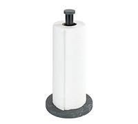 WENKO Portarrollos de cocina Marmor, soporte de rollo de cocina de pie con elegante aspecto de mármol, con base de plástico y barra negra de metal, (An./P x A): Ø 15 x 32 cm, negro