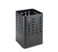 WENKO Portautensilios Silio, soporte para utensilios de cocina, de metal con recubrimiento de polvo en forma moderna y angular con patrón de orificios, (An. x A x P): 11,5 x 16,5 x 11,5 cm, negro mate