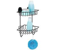 Wenko Rinconera doble Vacuum-Loc Bari, negro, Metal, 22,5 x 29,5 x 16 cm