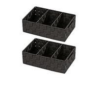 WENKO Set de 2 Piezas Organizador de baño Adria con asa, Color Negro, 32 x 10 x 21 cm