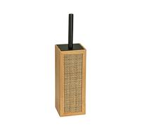 WENKO Set para inodoro Allegre, portaescobillas decorativo en moderno estilo boho, bambú de calidad óptima y ratán, in scobilla con mango de acero, 9,5 x 36,5 x 9,5 cm, natural/negro