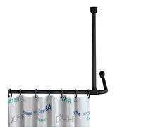 WENKO Soporte de techo para barras de ducha - Barra de apoyo para barras de ducha, Aluminio, 57 cm, Negro