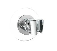 Wenko Soporte para Cabezal de Ducha De 360°, Soporte de Ducha Manual de Plástico para Fijarlo A Superficies Lisas Sin Taladrar con Una Almohadilla Adhesiva Especial, 8 X 7.5 cm, Cromado