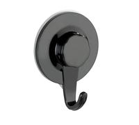 WENKO Static-Loc Plus Colgador Valenza negro - Gancho para toallas, perchero, fijación sin taladrar, Plástico (ABS), 6.2 x 8.5 x 2.5 cm, Negro