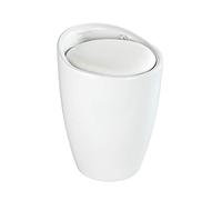 WENKO Taburete Candy blanco mate - Taburete de baño, con bolsa de lavandería extraíble, Plástico (ABS), 36 x 50.5 x 36 cm, Blanco