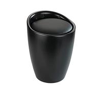 WENKO Taburete Candy negro mate - Taburete de baño, con bolsa de lavandería extraíble, Plástico (ABS), 36 x 50.5 x 36 cm, Negro