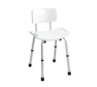 Wenko Taburete de Baño con Respaldo, Plástico, Blanco, 51.5x50x83.6 cm