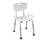 WENKO Taburete de baño con respaldo Secura, regulable en altura - Taburete para bañera, capacidad de carga 130 kg, plástico, 49 x 68.5-85.5 x 54 cm, Blanco