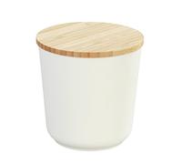 WENKO Tarro de almacenamiento Plaia 500 ml, lata de almacenamiento de color crema con tapa de bambú y anillo de silicona, cierre hermético, apto para el lavavajillas, sin BPA, Ø 10,5 x 10,5 cm