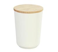 WENKO Tarro de almacenamiento Plaia 750 ml, lata de almacenamiento de color crema con tapa de bambú y anillo de silicona, cierre hermético, apto para el lavavajillas, sin BPA, Ø 10,5 x 14 cm