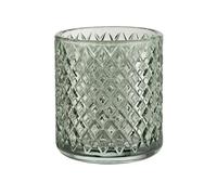 WENKO Taza para cepillos de dientes Atessa Mint, pequeño vaso de cristal con superficie estructurada en forma de pequeños diamantes para higiene dental, vaso de enjuague bucal, Ø 7,5 x 10 cm