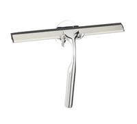 WENKO Terni Plus - Limpiacristales de Ducha Gancho Adhesivo Turbo-Loc, Superficie Lisa sin Rayas, con Doble Labio de Goma, Zinc Fundido a presión y Acero Inoxidable, 24,5 x 16,5 cm