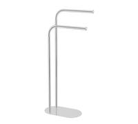 WENKO Toallero con 2 Brazos, Acero Inoxidable, Brillante | toallero independiente con 2 barras escalonadas y base, Design moderno, Mod Levante