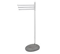 Wenko Toallero de pie Pebble Stone Gris - Perchero, Brazos Flexibles, Acero, 38 x 84 x 23 cm, Cromo
