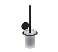 WENKO Turbo-Loc Bivio Black - Soporte de Pared de Aluminio Mate, Inserto de Cristal, Incluye escobilla, fijación sin taladrar, Color Negro, 12 x 34 x 14 cm