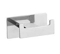 Wenko Turbo-Loc Duo Genova Shine, Gancho Decorativo de Pared Doble de Acero Inoxidable para Toallas o Utensilios de baño, fijación sin taladrar, 8,9 x 4,4 x 5,4 cm, Brillante, Inoxidable