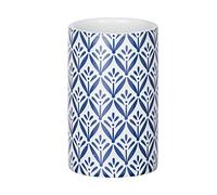 WENKO Vaso para cepillos de dientes Lorca azul cerámica - Soporte para cepillos de dientes, para cepillos y pasta de dientes, Cerámica, 6.5 x 11 x 6.5 cm, Azul