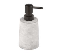 WENKO Villena - Dispensador de jabón líquido rellenable para Manos de hormigón, Efecto de Piedra Natural, 8,2 x 15,9 x 7,2 cm, Capacidad de 150 ml, Color Gris y Negro