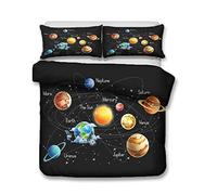 WENYA Impresión 3D Espacio Universo Galaxia Planeta Cohete Astronomía Juego de Cama Niño Niña Funda Nórdica y Funda de Almohada Microfibra (Estilo 3, 150 x 200 cm - Cama 90 cm)