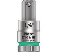 Wera 05003388001 8740 A HF Zyklop vaso de punta hexagonal con arrastre de 1/4" con función de retención, 1/4", 1/4"