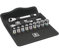 Wera 05003756001 8100 SA 12 HF Juego de carraca Zyklop Metal, cuadradillo de 1/4" y palanca de inversión de giro, métrico, 13 piezas, 1/4", métrico, Juego de 13 piezas