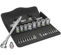 Wera Juego de carraca Zyklop Metal 8100 SB8 – Cuadradillo 3/8" métrico, palanca inversión, 29 piezas