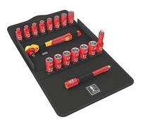 Wera 05004970001 8100 SB VDE 1 Carraca Zyklop, Aislado, con Palanca de Conmutación, con Arrastre, Red / Yellow, 3/8", métrico, Juego de 17 piezas