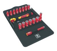 Wera 05004970001 8100 SB VDE 1 Juego de carraca Zyklop, aislado, con palanca de conmutación, con arrastre de 3/8", métrico, 17 piezas