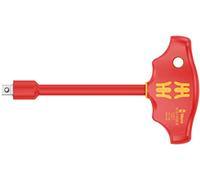 Wera 05005120001 410 i VDE B Destornillador Adaptador de Mango en T para Llaves de Vaso de 3/8" con Aislamiento VDE, 3/8" x 130 mm, Rojo