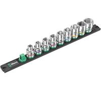 Wera 05005480001 Juego de llaves de vaso Zyklop en tira magnética de vasos C Imperial 1, arrastre de 1/2", en pulgadas, 9 piezas, Negro