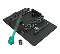 Wera Juego de carraca Zyklop Comfort 8100 SB 12, palanca de conmutación, con arrastre 3/8" métrico, 16 piezas