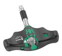 Wera 05023460001 T-Handle Screwdriver with Ratchet Function, 1/4", 45 mm, Black-Green, ideal for precision tasks and versatile use, perfect for your screwdriver set or repair kit.