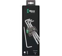 Wera 05073391001 Juego de Llaves Acodadas Métricas con 9 Piezas, Cromado Mate