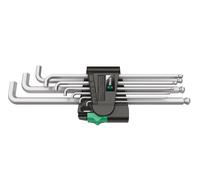 Wera Juego de llaves acodadas 05073594001, métricas, 9 piezas, cromado mate